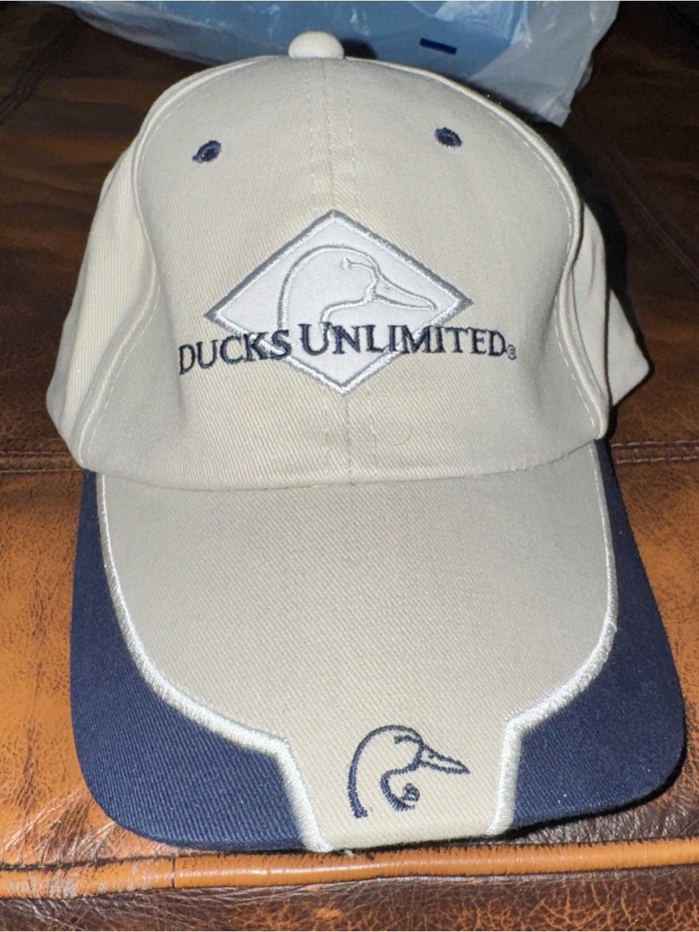 Ducks Unlimited Men's Two-Tone Khaki and Navy Baseball Cap